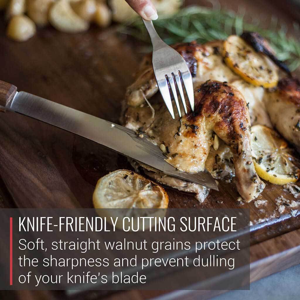 ZENRISE® Large Thick Round Wooden Chicken Cutting Board in Kitchen - F